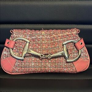 Chic Pink Tweed Snaffle Clutch